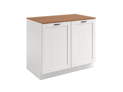 Balcão para pia de cozinha com duas portas na cor branco lavado com honey / coleção Alma	